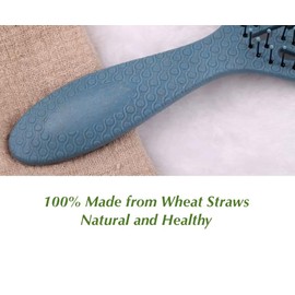 OLIVICA Natural Detangler Hair Brush for Wet and Dry Hair, All Hair Types - Eco-Friendly and Sustainable - Made from 100% Recycled Wheat Straw (Blue)