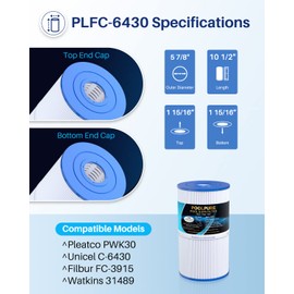 POOLPURE C-6430 Spa Filter Replaces Watkins 31489, Pleatco PWK30, Filbur FC-3915, P/N0969601, 71825, 73178, 73250, 30 sq. ft. Hot Spring Spa Filter 4 PACK