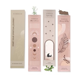 YINECO Incense Sticks - 60 Sticks-Sandalwood Incense Sticks, White Sage Incense Sticks,Jasmine Inscents-Organic Incense Sticks are Non-Toxic, Incense Sticks or Sensory (Moon and sun-60pcs)