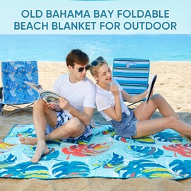 Old Bahama Bay Beach Blanket Sandproof Waterproof Compact Sand Free Beach Mat Foldable Picnic Blankets Washable Outdoor Blanket for Beach Vacation, Camping, Park, Travel