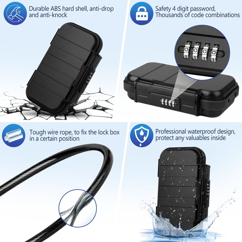 TNIIFXC Portable Travel Safe Lock Box 4-Digit Combination Mini Safe