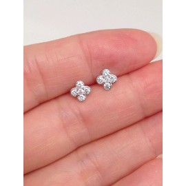 Unbranded 925 Sterling Silver Small Cz Flower Stud Earrings 5mm