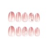 24pcs Short Oval False Nail French Gradient Pink Press On