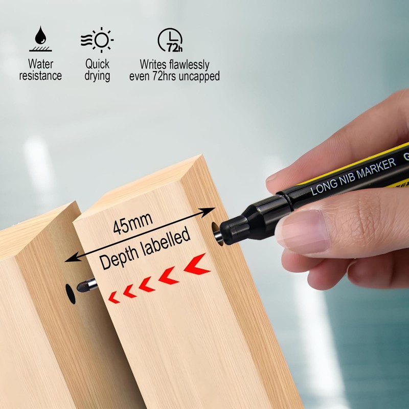 NORXUAZE 2pcs black Long Nib Deep Hole Marker Pen -