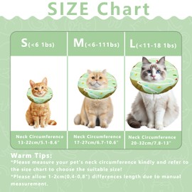 Seyezo Cat Cone Collar Soft, Adjustable Cat Recovery Collar Kitten Cones to Stop Licking, Cute Donut E Collar After Surgery, Cats Neck Pillow Cone Elizabethan Cones of Shame (Waterproof Green, Large)