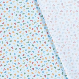 Cotton Fabric Numbers Letters from 1 m First Day of School ABC Oekotex Sold by the Metre, Motif: Letters 2