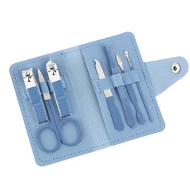 Manicure Set, 7 in 1 Professional Nail Clippers Scissors Pedicure Kit, Stainless Steel Nail Care Tools with Case, Portable Manicure Grooming Kit Christmas Stocking Stuffers Gift for Women (Blue)