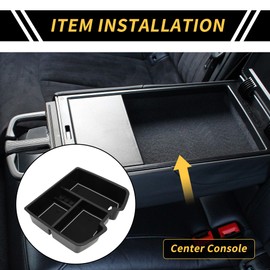 REPAIROCK Center Console Organizer Tray for Chevy Silverado 1500 for GMC Sierra 1500 2007-2013 Armrest Storage Box Insert Tray Floor Mounted Center Console ONLY Plastic Black White