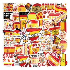 64Pcs Spain Stickers Pack, Aesthetic Vinyl Waterproof Sticker Decals for Water Bottle,Laptop,Phone,Skateboard,Scrapbooking,Bumper Choice for Teens Adults Fans for Party Supply