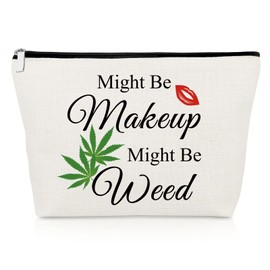 Funny Weed Gifts Makeup Bag Birthday Gift for Women Humor Weed Leaves Cosmetic Bag Gift for Friends Sisters Colleagues Cotton Zipper Pouch Travel Bag Toiletry for Women Stoner Friend