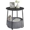 VASAGLE Small Round Side End Table, Modern Nightstand with Fabric