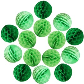 YLY's love 30pcs 4inch Pom Poms Tissue Paper Honeycomb Balls Flower Ball Wall Decor Pom Poms Decoration for Birthday Party Wedding Nursery Shower (Green Set, 30pcs-4inch)
