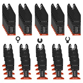 DAEMKOD 55 Pack Bi-Metal Oscillating Tool Blades, Quick Release Multitool Blades for Soft Metal Hard Wood Plastic, 34MM and 44MM Multi Tool Blades Kits, Saw Bldes for Oscillating Tool Accessories
