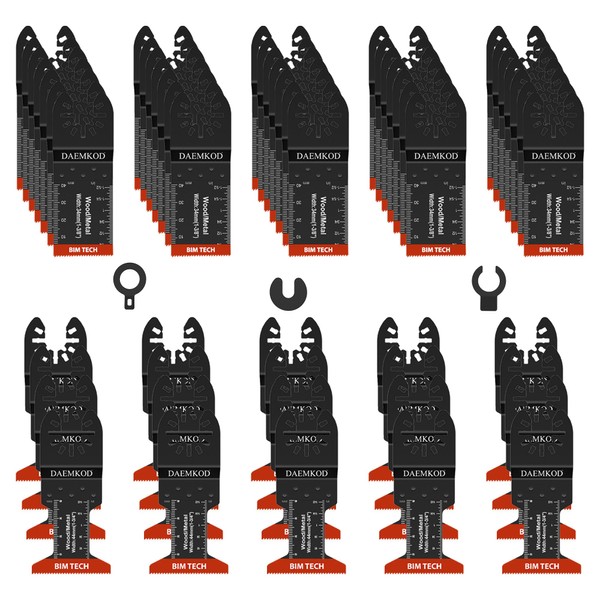 DAEMKOD 55 Pack Bi-Metal Oscillating Tool Blades, Quick Release Multitool