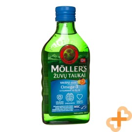 Aceite de hígado de bacalao MOLLER'S aceite de pescado sabor fruta 250 ml suplemento sistema inmunológico