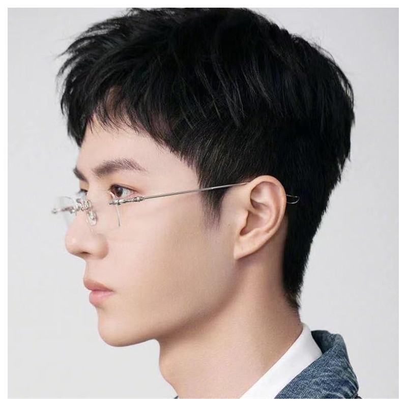 88flix Clear Megane Borderless Blue Light Cut Square Lens Rimless