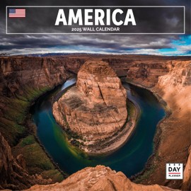 Dayplanner Publishing America Calendar 2025, Large Square Wall Calendar, 16 Month, America Gift Travel Calendar