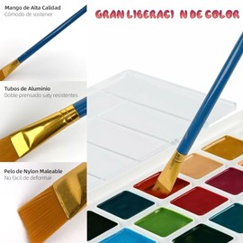 LSXD Pinceles para Acuarela, Juego de 25 Pzs Pinceles para Pintura Acrilica Profesionales, Cabeza Plana y con Punta, Cepillo de Espuma, Kit de Pinceles para Oleo para Niños, Artistas, Aula