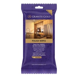 Granite Gold Polish Wipes Streak-Free Shine for Granite, Quartz, Marble, Travertine, Natural Stone Countertops, 18 Count, 1-Pack