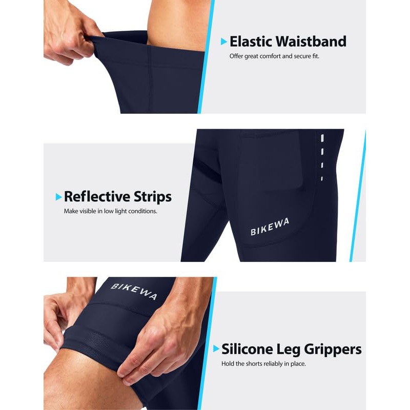 Bikewa Padded Bike Shorts for Men 4D Cycling Road Riding