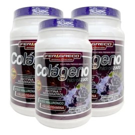 Colágeno Hidrolizado Glucosamina Biotina Uva 3 Botes De 1.1