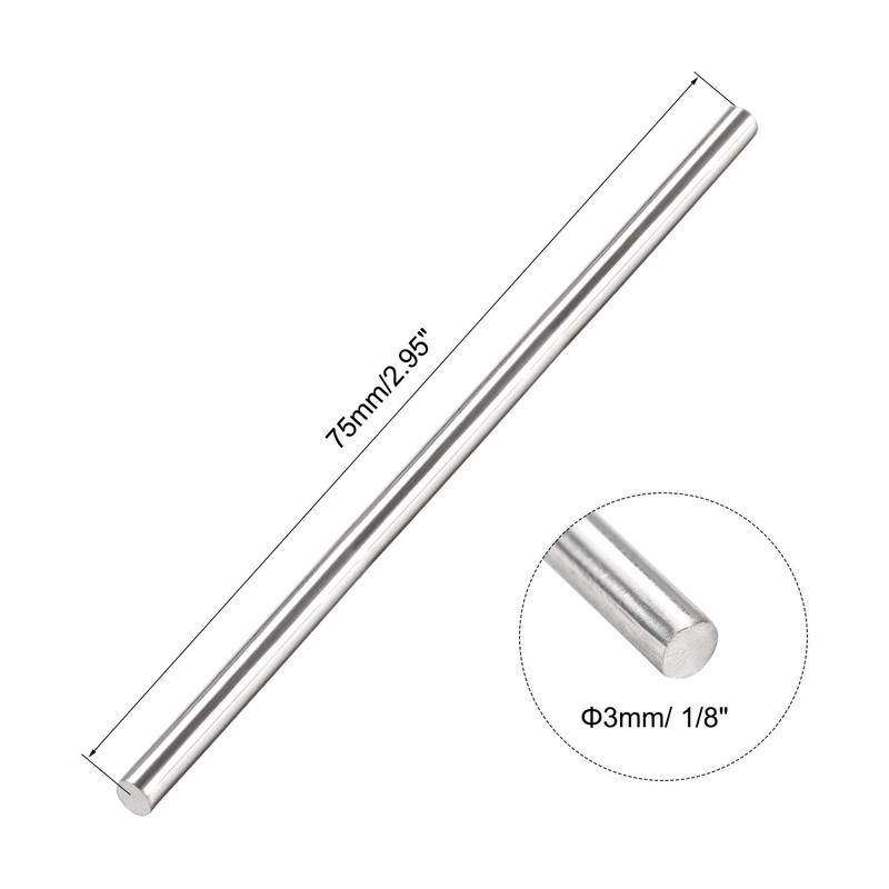 sourcing map 20pcs 3mm x 75mm 304 Stainless Steel Solid