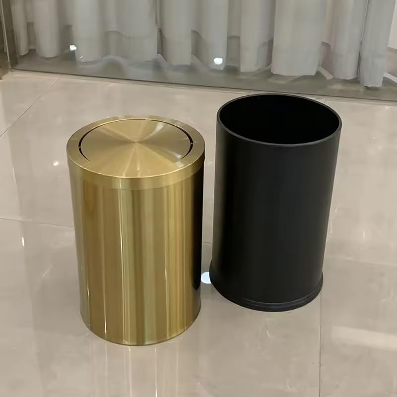 YOJIA Stainless Steel Gold Bathroom Trash Can with Lid, 9L/2.4Gallon