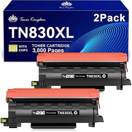 Toner Kingdom Compatible TN830XL Toner Replacement for Brother TN830XL TN830/XL/V/R TN-830XL with DCP-L2640DW HL-L2460DW HL-L2405W HL-L2480DW MFC-L2820DW MFC-L2820DW XL MFC-L2900DW XL (2 Black)