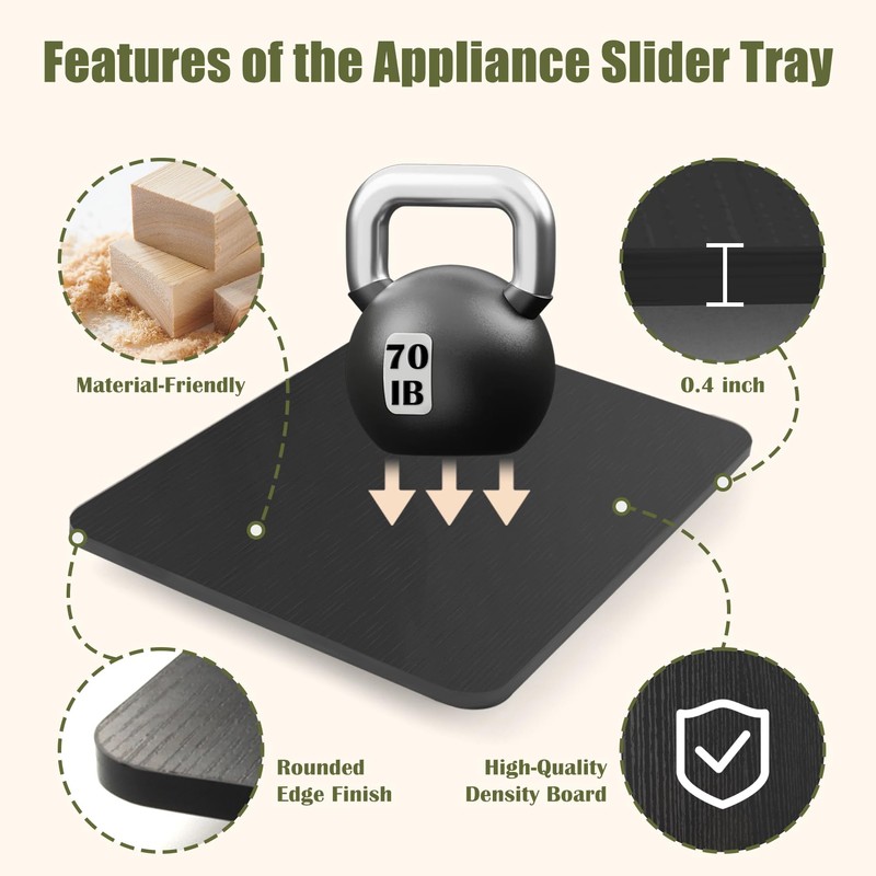 Sliding Tray for Coffee Maker, 360° Rolling Tray Appliance Slider