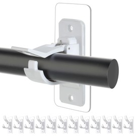 Antimbee 12-Pack No Drill Needed Curtain Rod Holders Brackets, Self Adhesive Rod Holder Hooks, Multipurpose Nail Free Stick on Curtain Rod Hooks-White