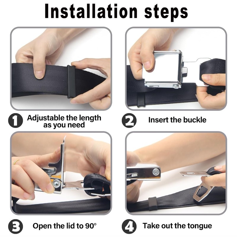 BEANPRECOY 2 in 1 Airplane Seat Belt Extender, Adjustable 7-32"