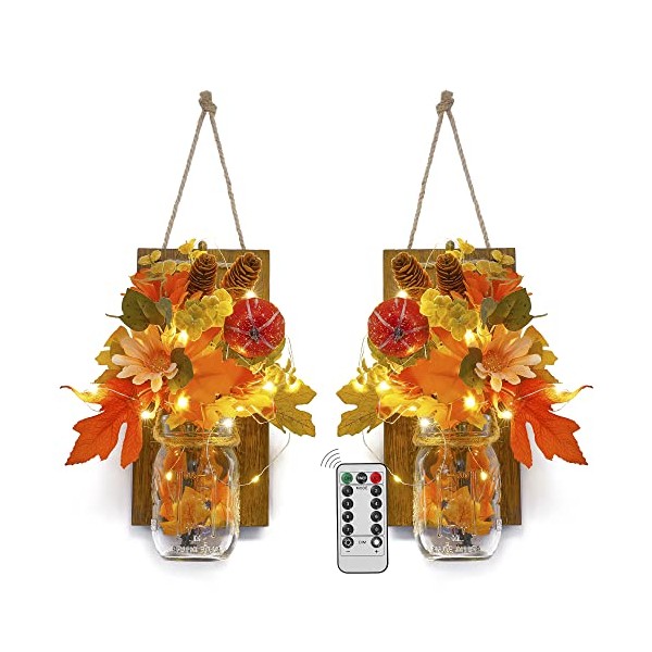 Party Joy Mason Jar Sconces Set of 2 Fall Decor
