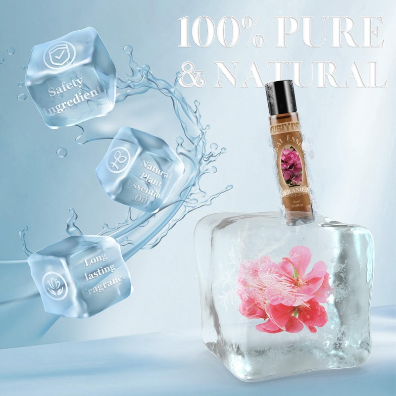 wusiyork Geranium Essential Oil 10ML - 100% Pure and Natural