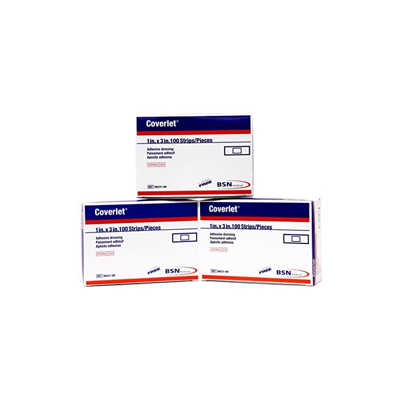 Coverlet Latex-Free Adhesive Dressings Strips Bandages - 1 X 3