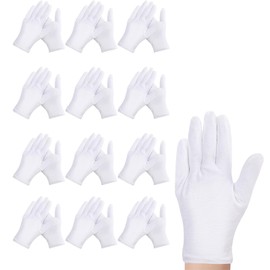 Bettinay 24 PCS Stretchable White Cotton Gloves, Work Cotton Gloves for Dry Hands