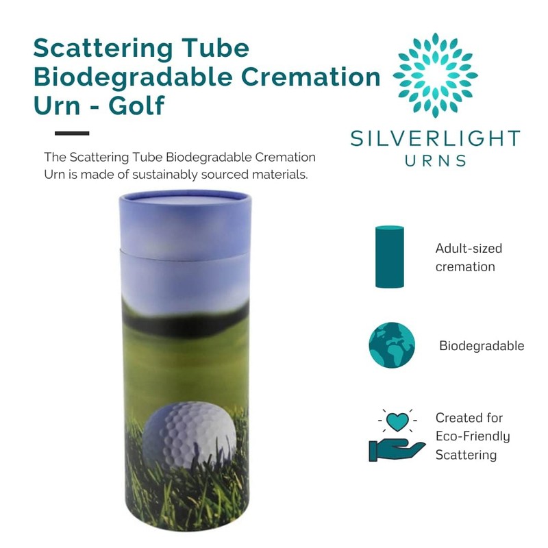 Silverlight Urns Golf Scattering Tube, Biodegradable Cremation Urn to Scatter