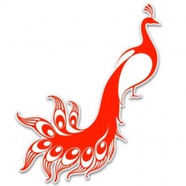 AK Wall Art Peacock Red Car Vinyl Sticker - SELECT SIZE - (A) X-Small: 3"