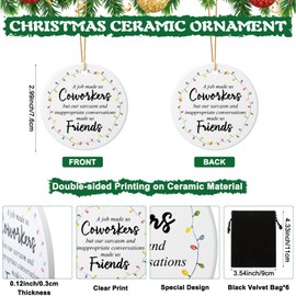 Soaoo 6 Pcs Funny Coworker Gifts Funny Christmas Ornaments Work Bestie Gifts for Women Coworker Sarcasm Friend Ornament Friendship Gifts for Work Bestie Women Friends Staff Xmas Tree Decor