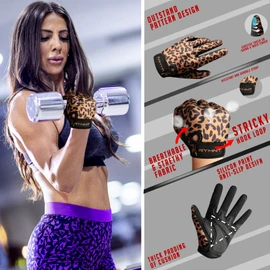 Full Finger Workout Gloves for Women Men - Weight Lifting Gloves with Full Cover Palm Protection & Extra Grip for Gym,Weightlifting,Fitness,Exercise,Training.Cycling.Leopard-Large