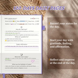Self-Care Journal, Mental Health Journal for Women, 120 Days Reflection Journal with Prompts, Self Care Planner for Gratitude, Mindfulness & Wellness, 5.7”x8.3”, Purple