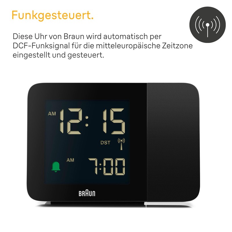 Braun Digital Radio Projection Alarm Clock for Central European Time