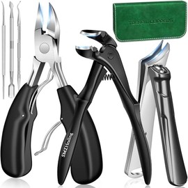 6-Piece Toenail Clippers Set for Seniors with Long Handle and Angled Head
