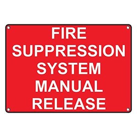 Weatherproof Plastic Fire Suppression System Manual Release Sign with English Text