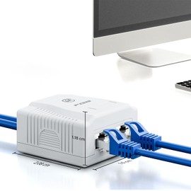 FGB 4x Cat6A Surface-Mounted Network Socket 2 Port RJ45 Socket FTP Shielded Surface-Mounted 10 Gbit/s Ethernet Network LAN Socket for Various Applications White