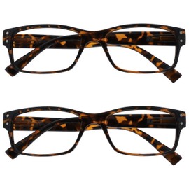 The Reading Glasses Company 2 Pack Mens Brown Tortoiseshell Large Designer Style Readers Spring Hinges RR11-2 +1.00