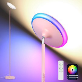 Bright Floor Lamp,42W 3700LM LED Torchiere Floor Lamps for Living Room, 71in. Modern Tall Standing Light with Remote,Color & Brightness Dimmable Sky Light,1/2/3H Timer for Bedroom,Office(Pink）