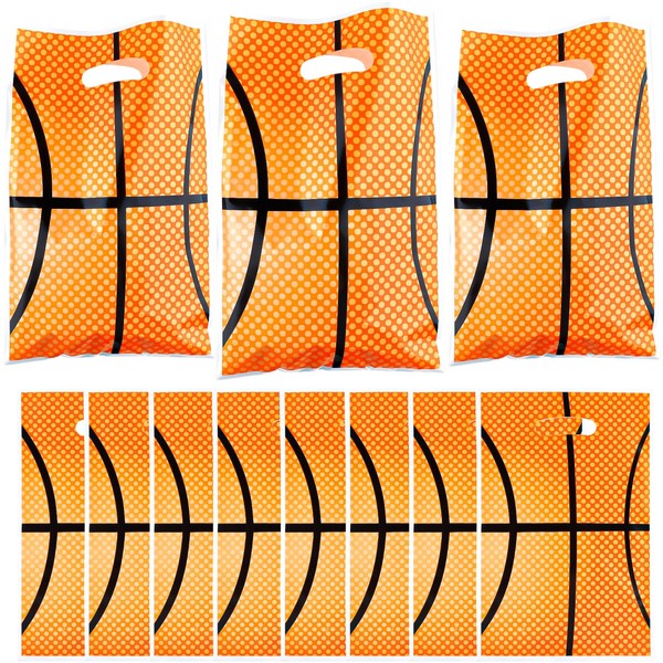 30 Pcs Basketball Gift Bags with Handles,Plastic Tote Bags, Reusable