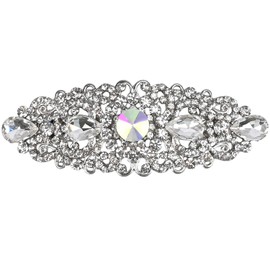 Vintage Crystal Hair Barrettes,Sparkly Glitter Crystal Rhinestones Flower Hair Clips French Style Hairpin Pearl Hair Accessories for Women Girls (White)