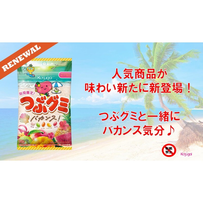 Kasugai Seika Tsuzu Gummy Vacance 2.6 oz (75 g) x
