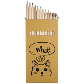 Azeeda 12 x 'What Cute Surprised Cat' Long 178mm Coloured Pencils/Pencil Set (PE00067903)
